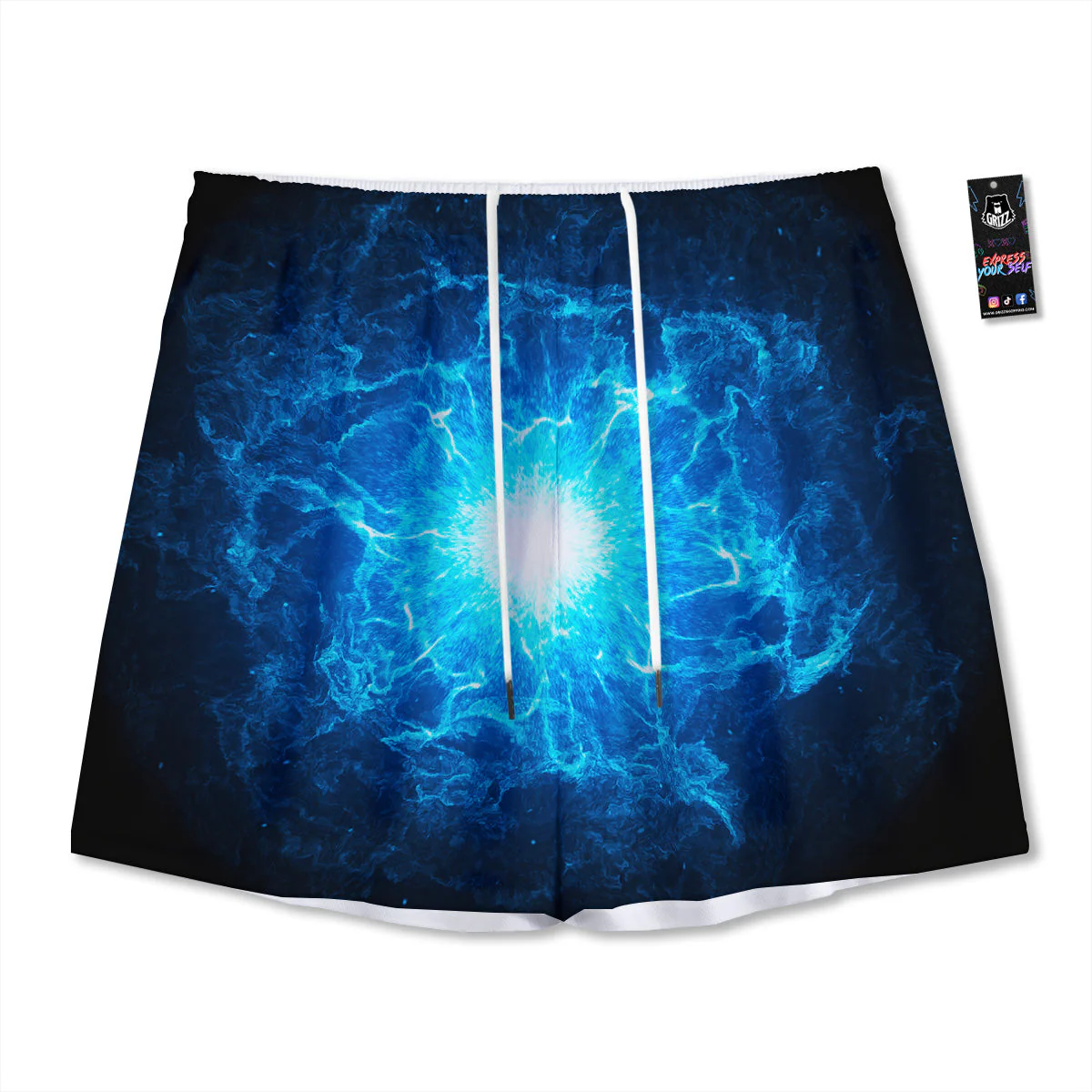 Energy Blue Plasma Print Mesh Shorts