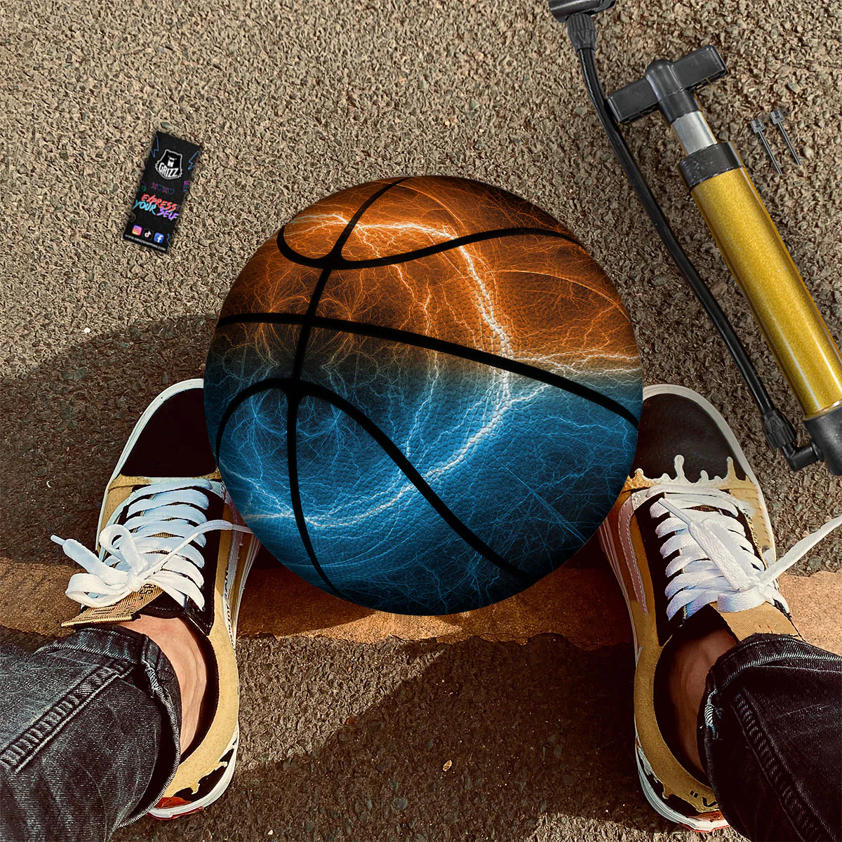 Energy Ice And Fire Print Basketball - Image 2