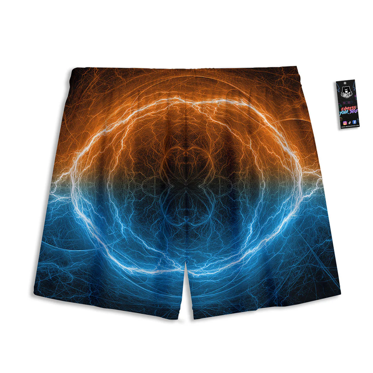 Energy Ice And Fire Print Mesh Shorts - Image 2