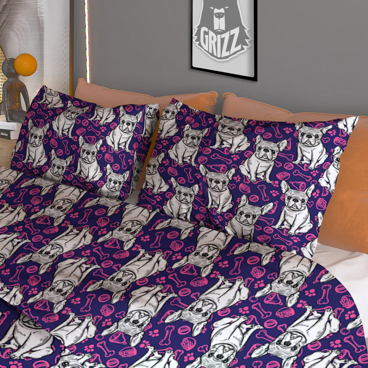 English Bulldog Cute Print Pattern Duvet Cover Bedding Set - Image 3