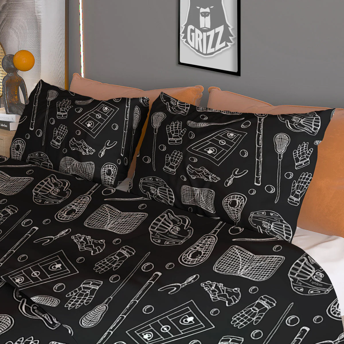 Equipment Lacrosse Print Pattern Duvet Cover Bedding Set - Image 3