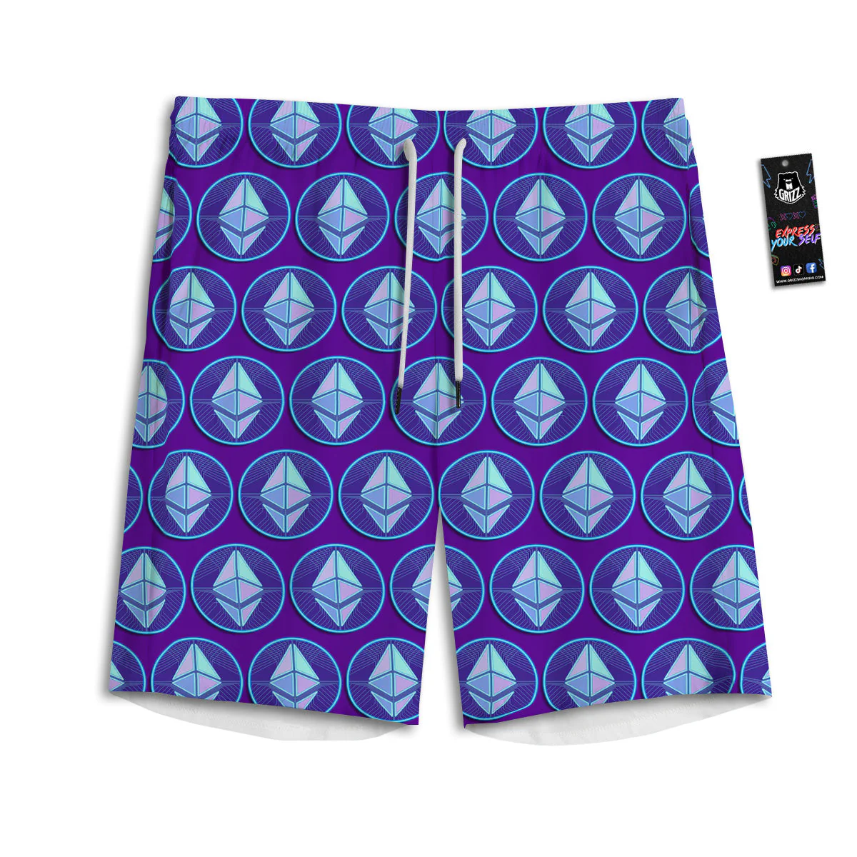 Ethereum Cryptocurrency Print Pattern Men's Athletic Shorts