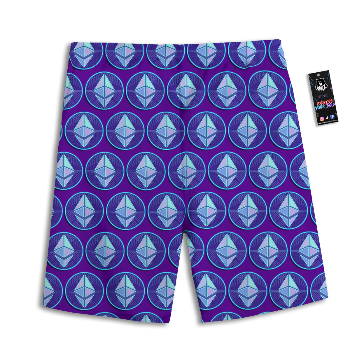 Ethereum Cryptocurrency Print Pattern Men's Athletic Shorts - Image 2