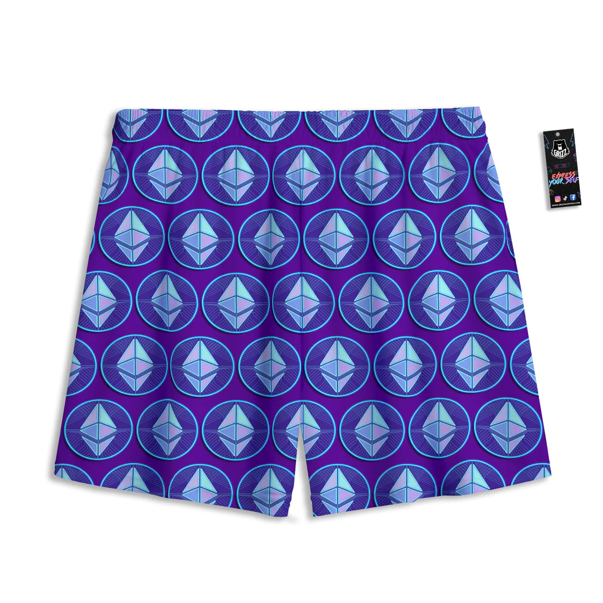 Ethereum Cryptocurrency Print Pattern Mesh Shorts - Image 2