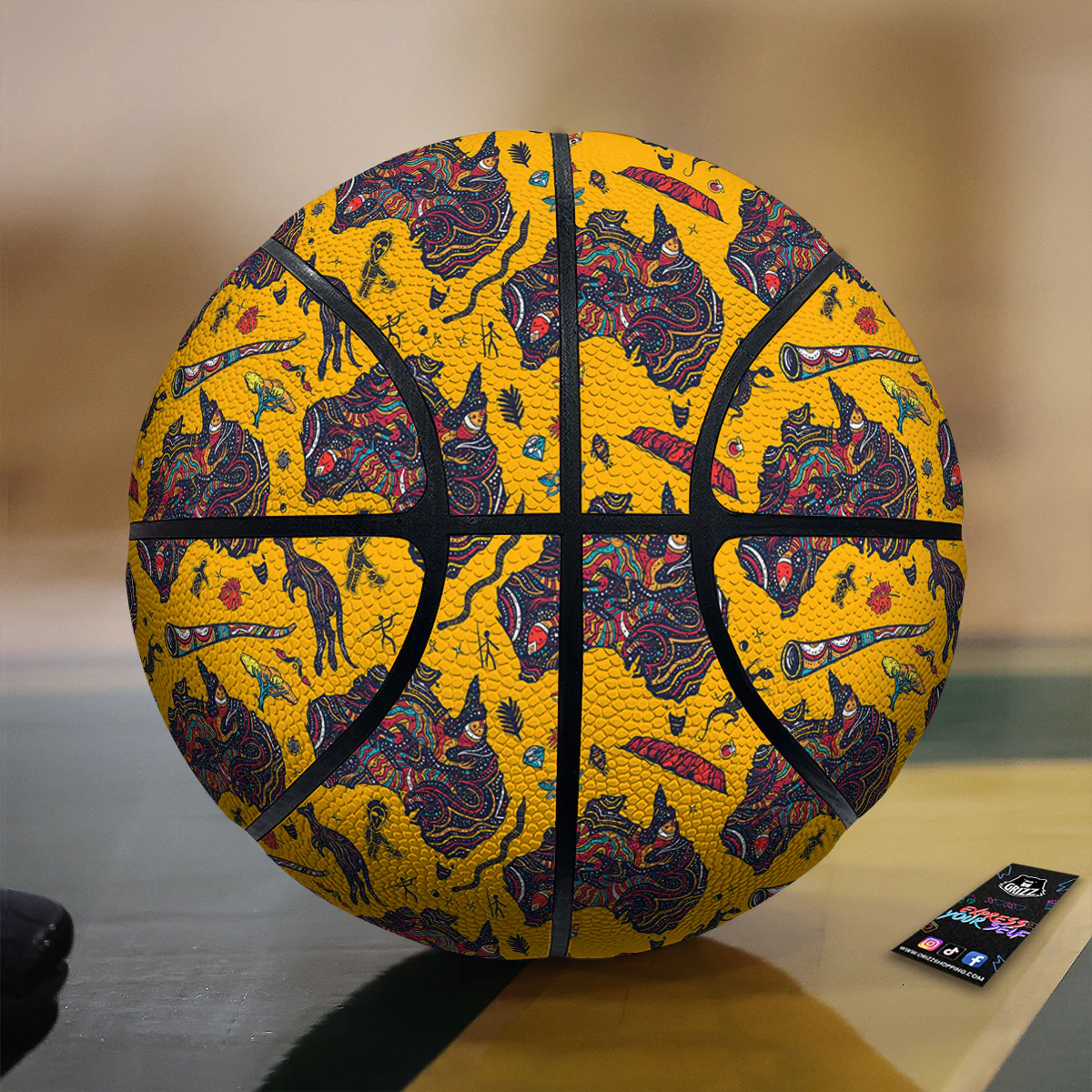 Ethnic Australian Map Tattoo Print Pattern Basketball