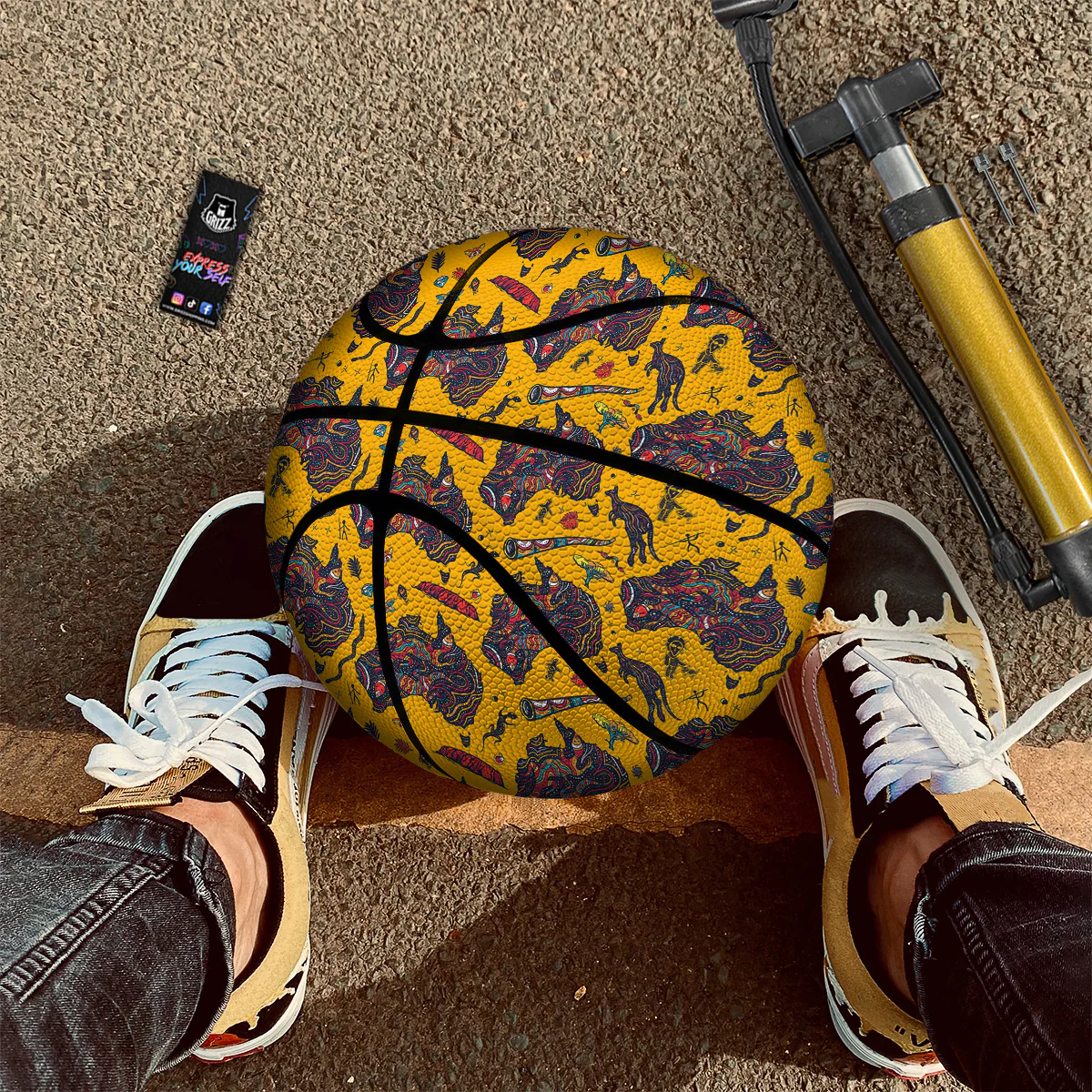 Ethnic Australian Map Tattoo Print Pattern Basketball - Image 2