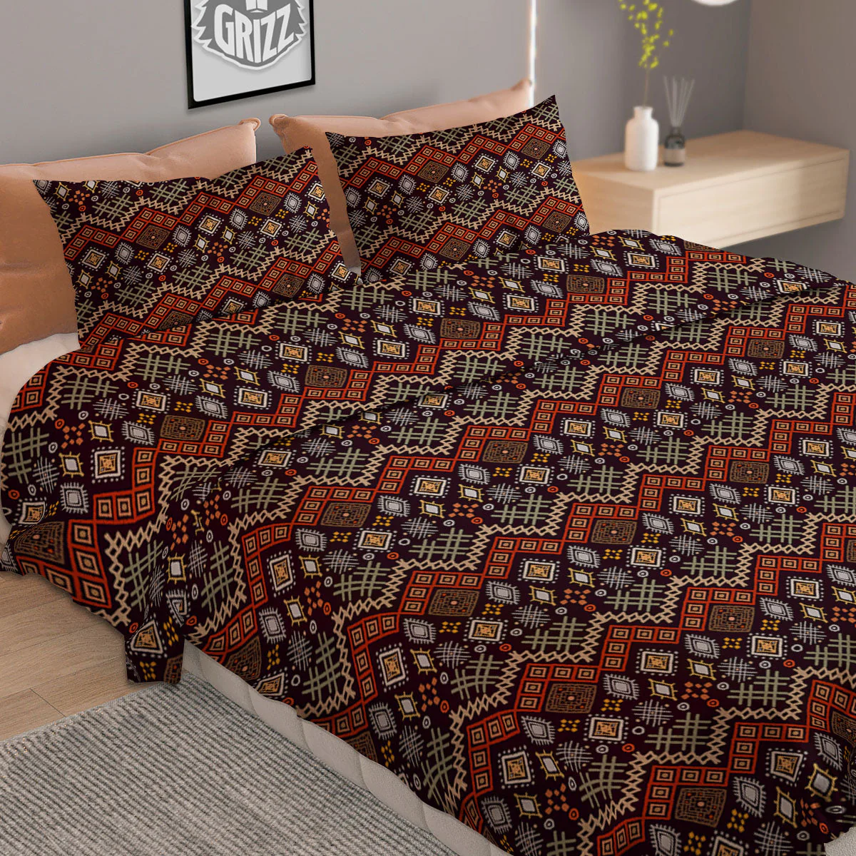 Ethnic Boho Print Pattern Duvet Cover Bedding Set - Image 2