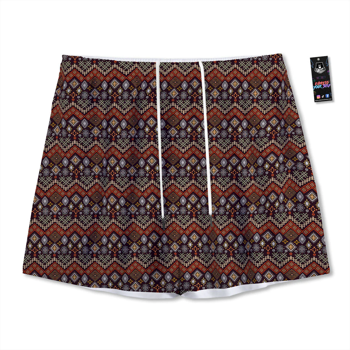 Ethnic Boho Print Pattern Mesh Shorts