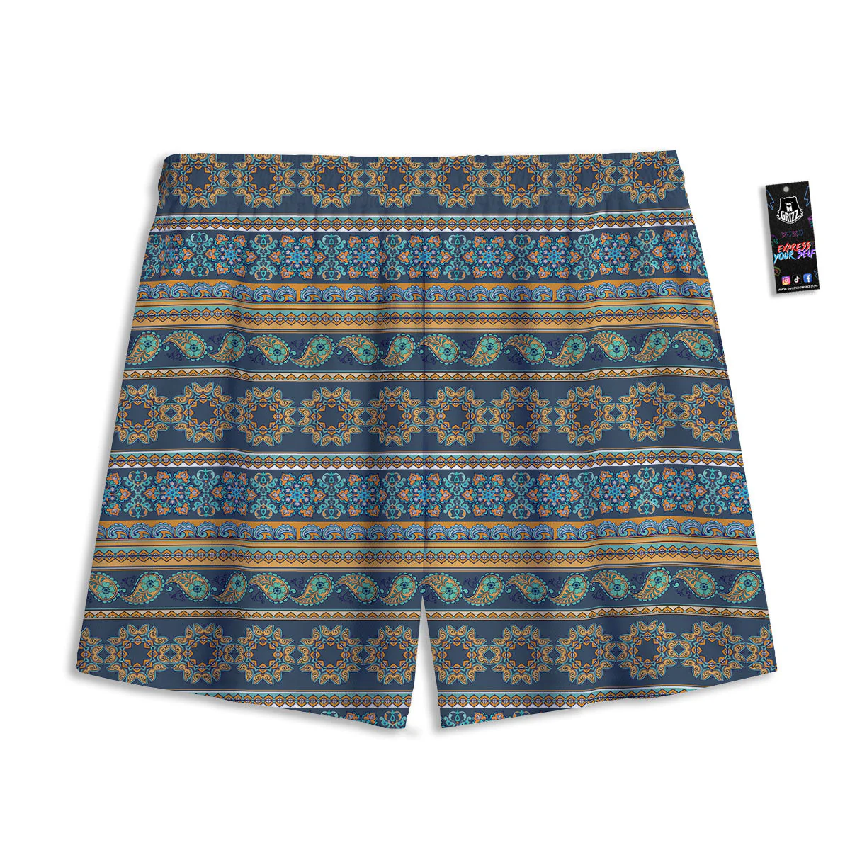 Ethnic Indian Print Pattern Mesh Shorts - Image 2