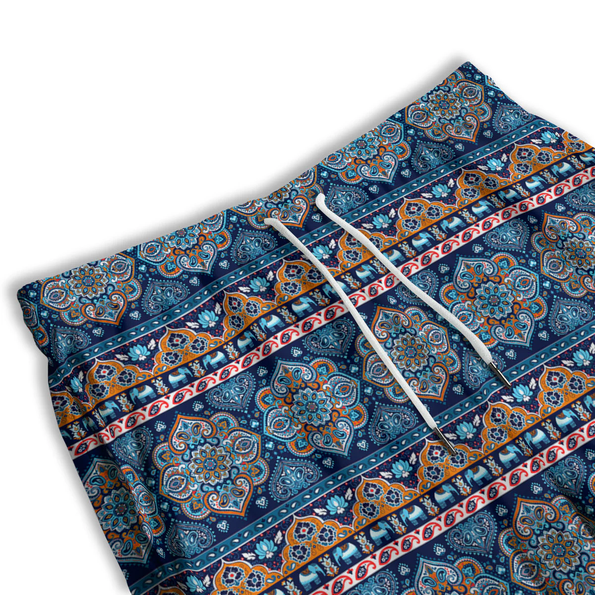 Ethnic Mandala Blue Print Pattern Men's Athletic Shorts - Image 3