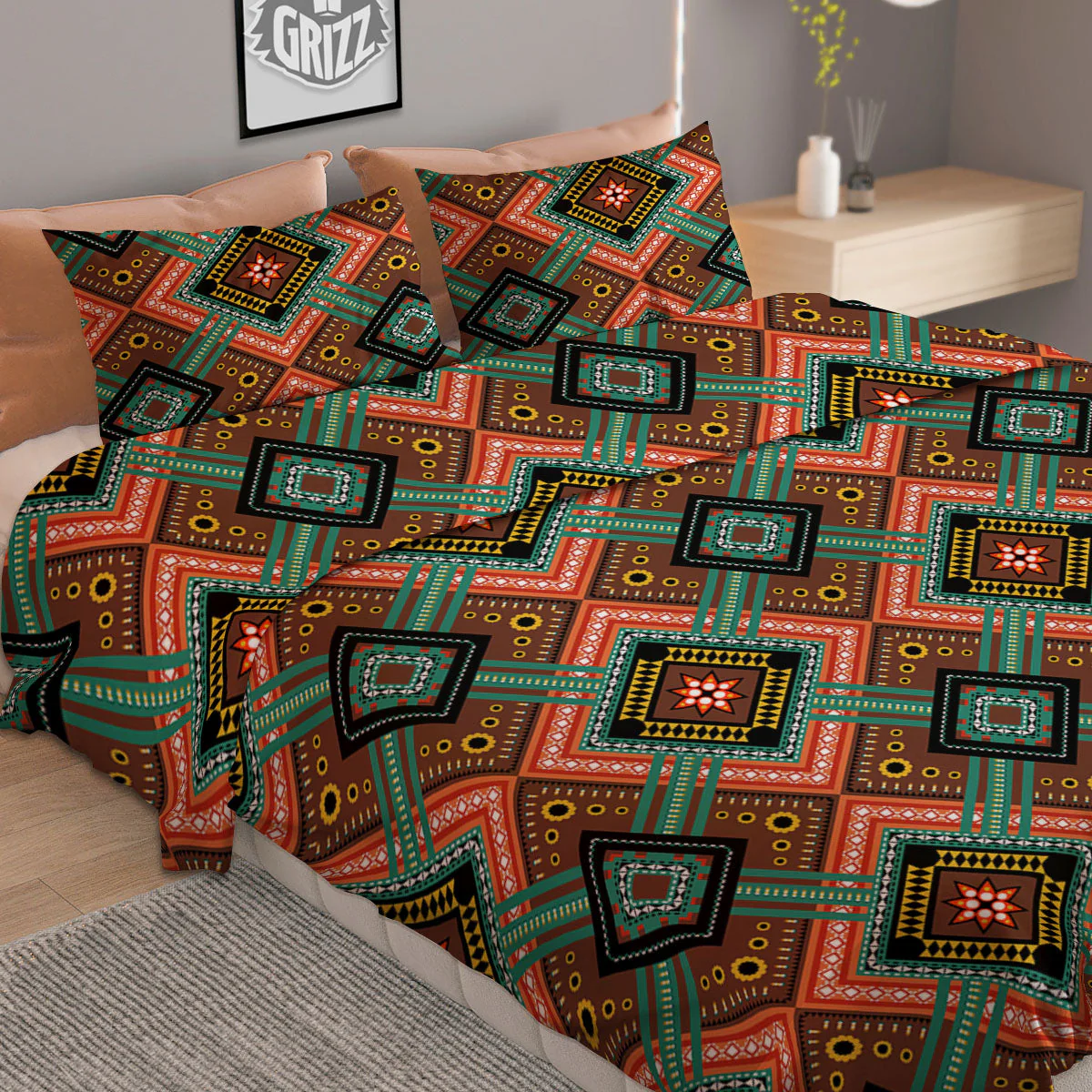 Ethnic Mandala Red Tribal Print Duvet Cover Bedding Set - Image 2