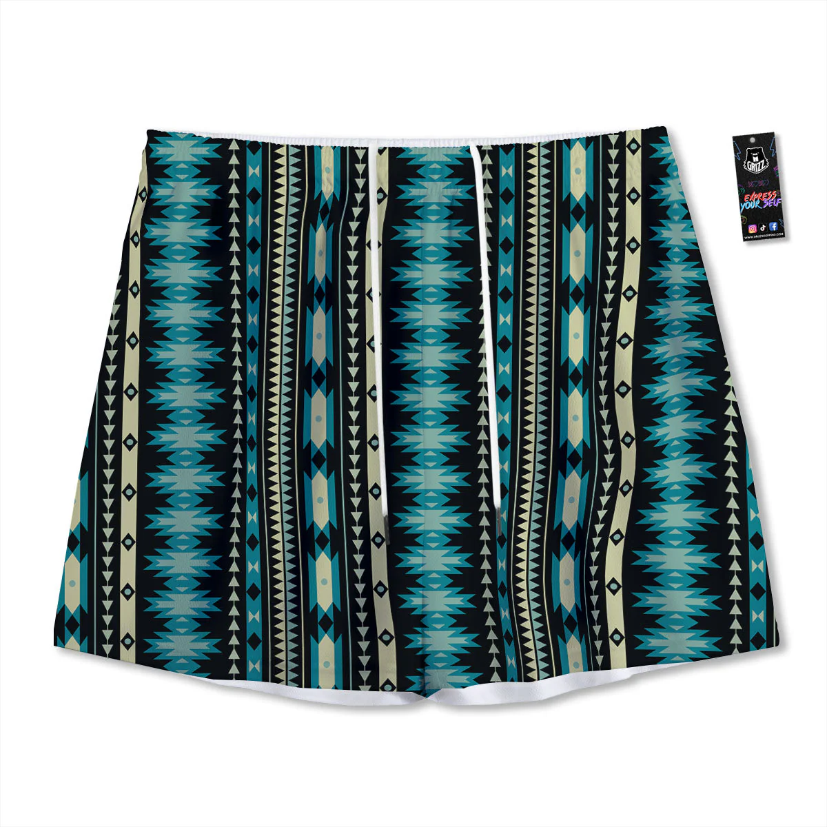 Ethnic Native Print Pattern Mesh Shorts