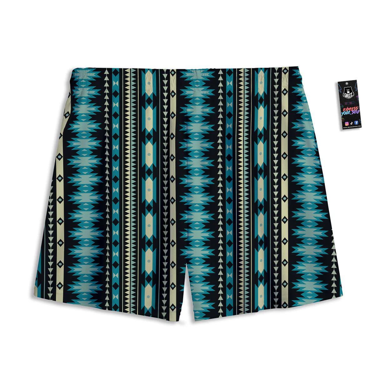 Ethnic Native Print Pattern Mesh Shorts - Image 2