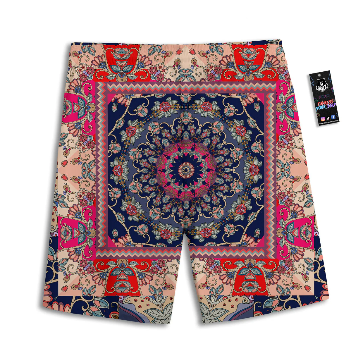 Ethnic Patchwork Square Print Men's Athletic Shorts - Image 2