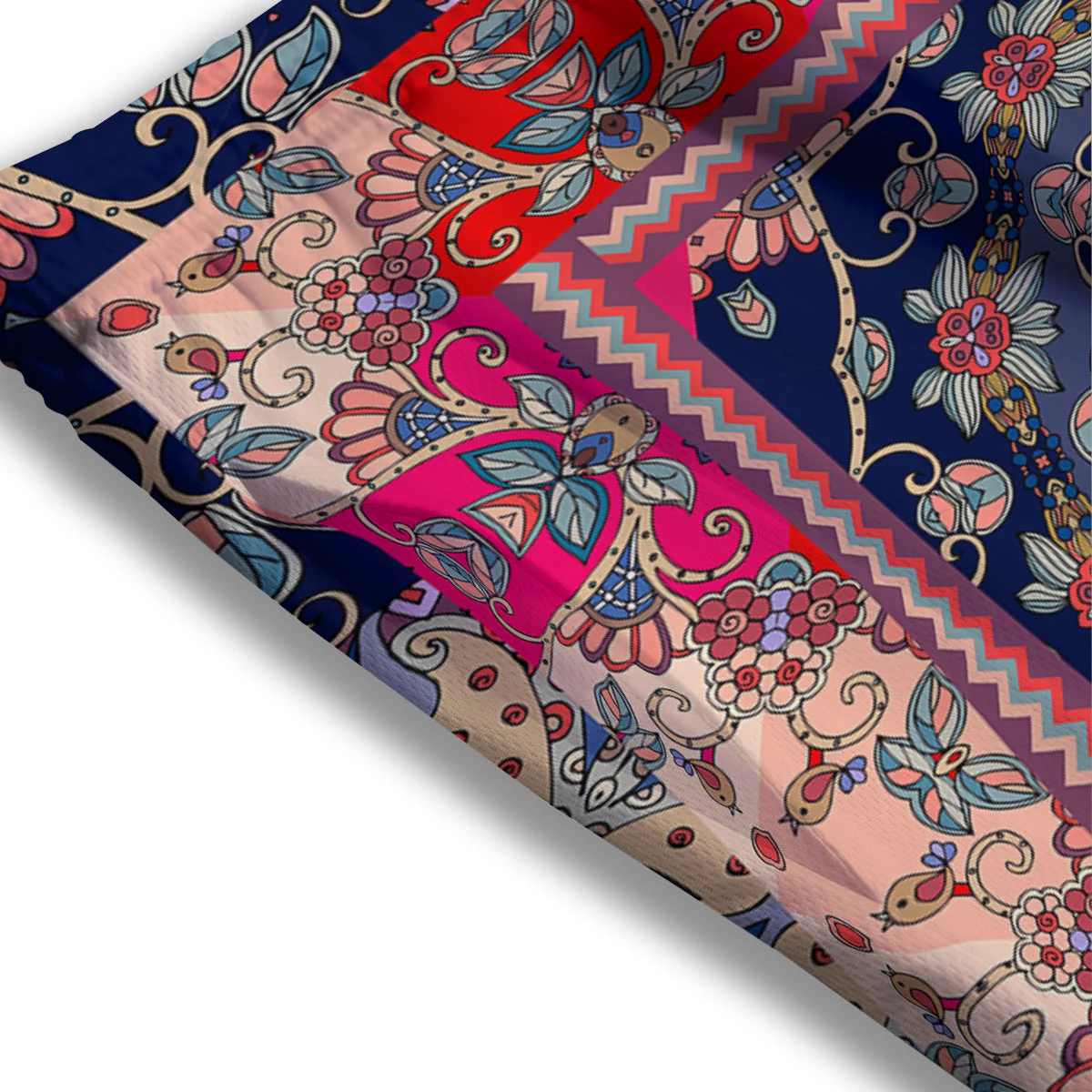 Ethnic Patchwork Square Print Mesh Shorts - Image 3