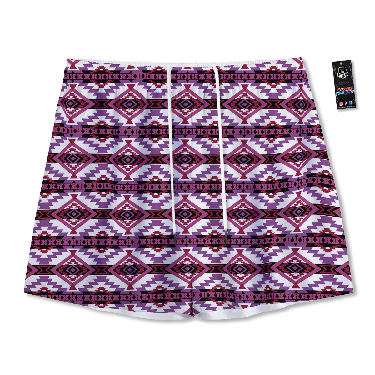 Ethnic Pink African Print Pattern Mesh Shorts