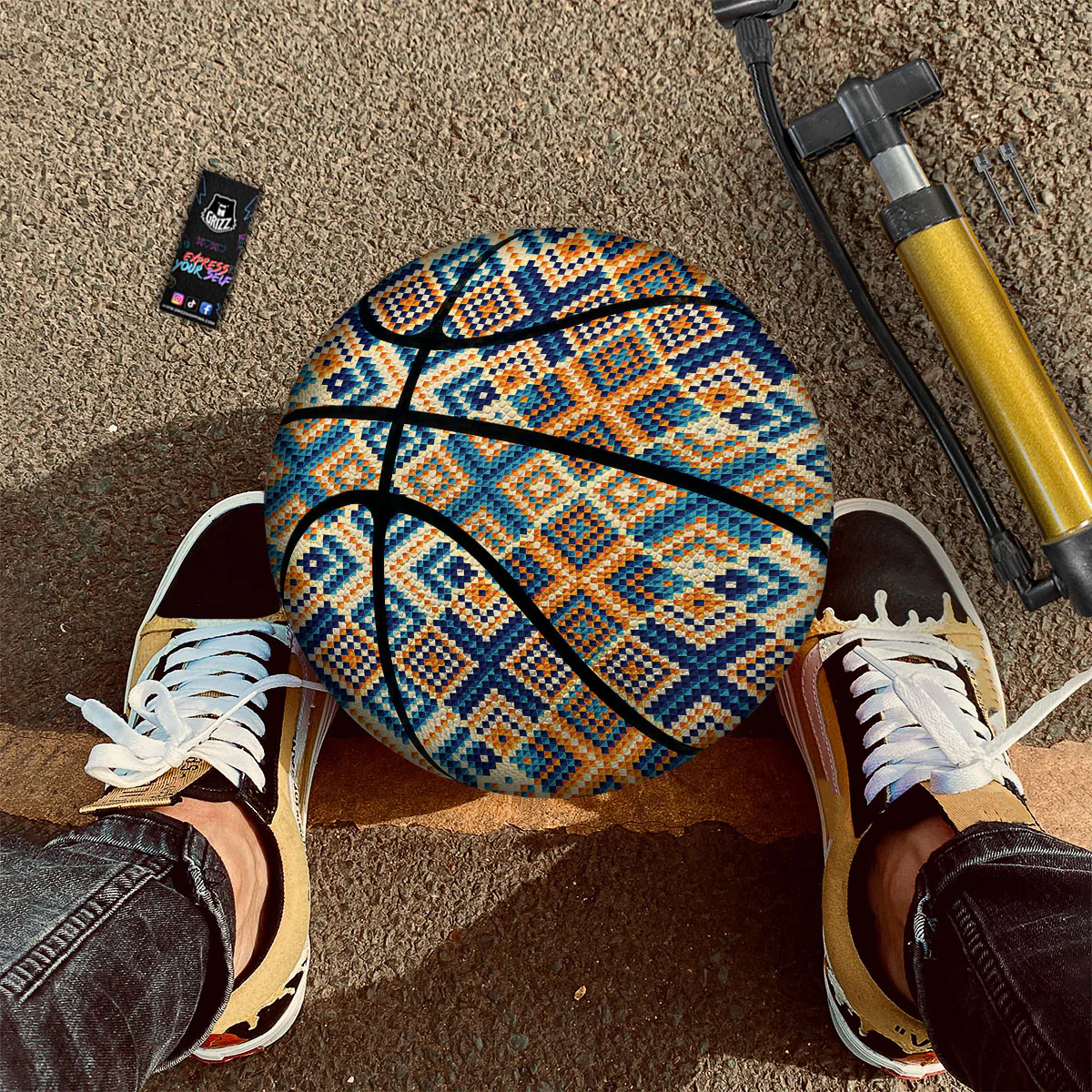 Ethnic Pixel Print Pattern Basketball - Image 2
