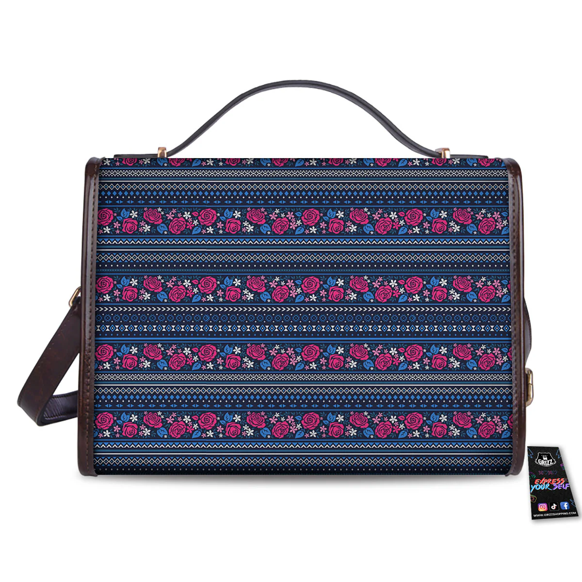 Ethnic Rose Native Tribal Print Pattern Women's Satchel Bag - Image 2