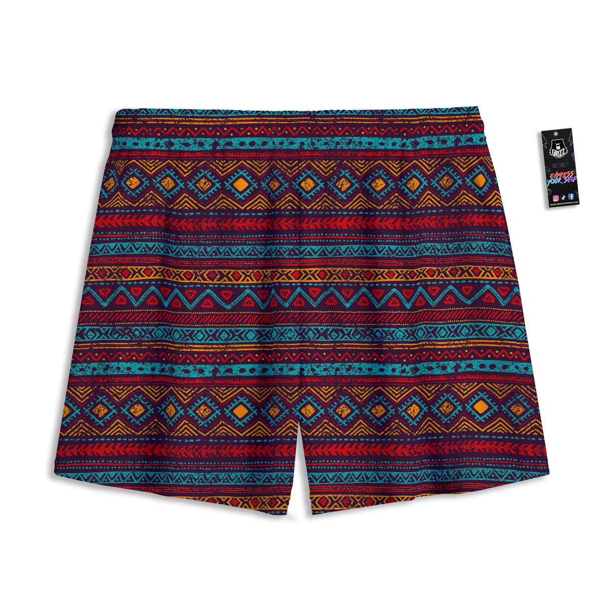 Ethnic Tribal Print Pattern Mesh Shorts - Image 2