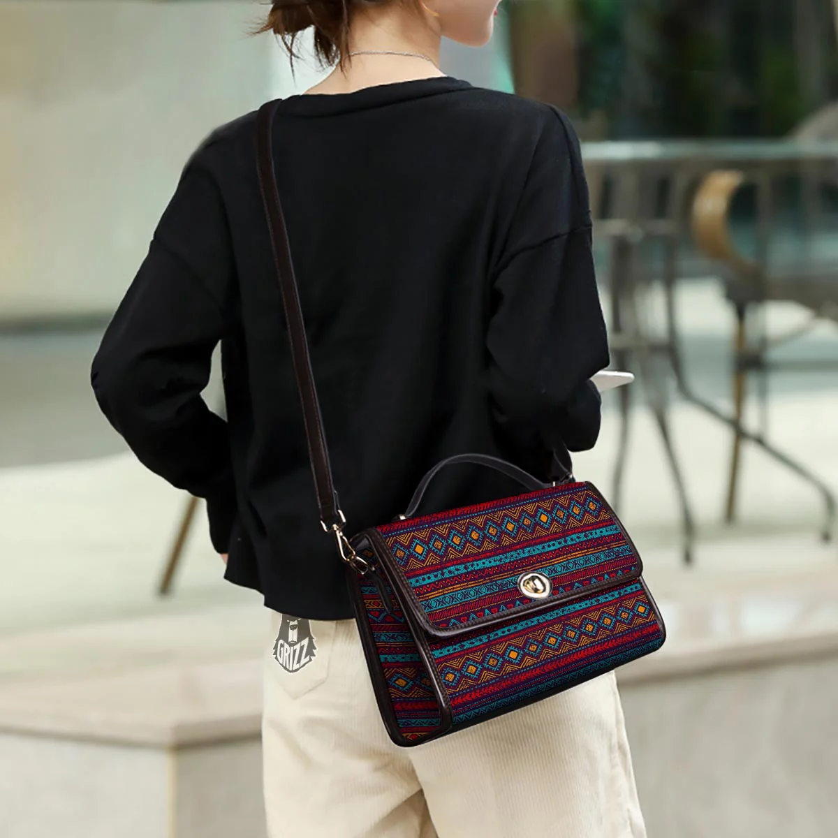 Ethnic Tribal Print Pattern Women's Satchel Bag - Image 3