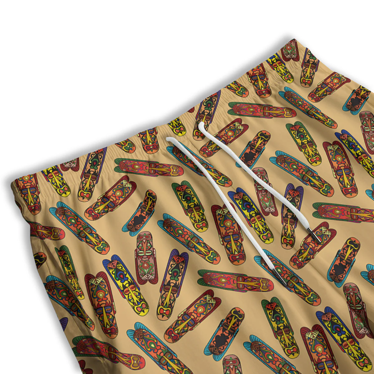 Ethnic Tribal Vintage Style African Mask Print Pattern Men's Athletic Shorts - Image 3