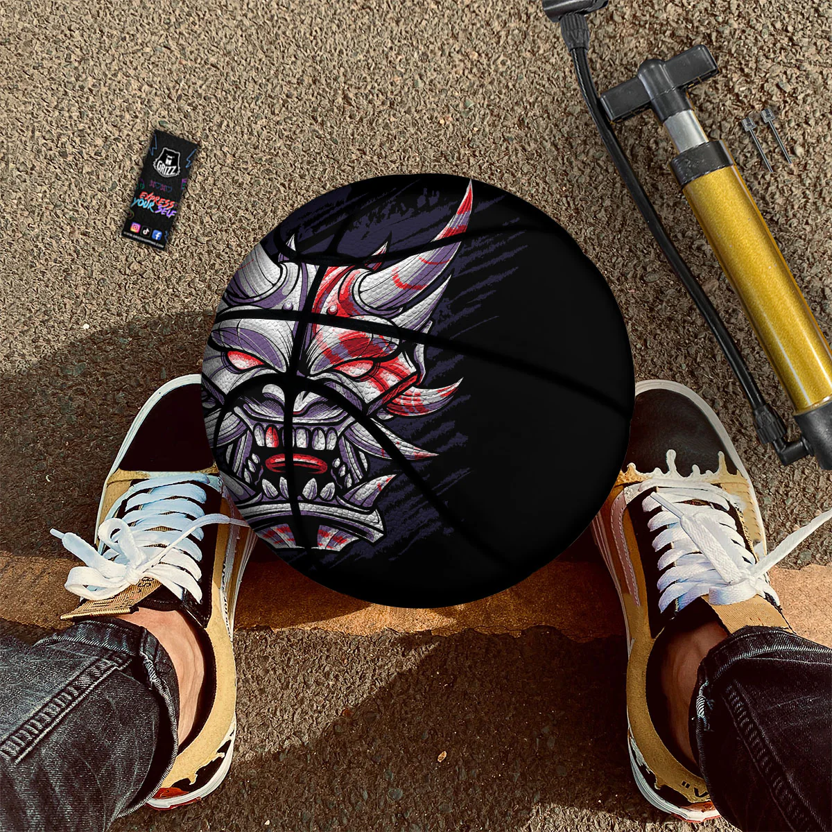 Evil Samurai Mask Print Basketball - Image 2