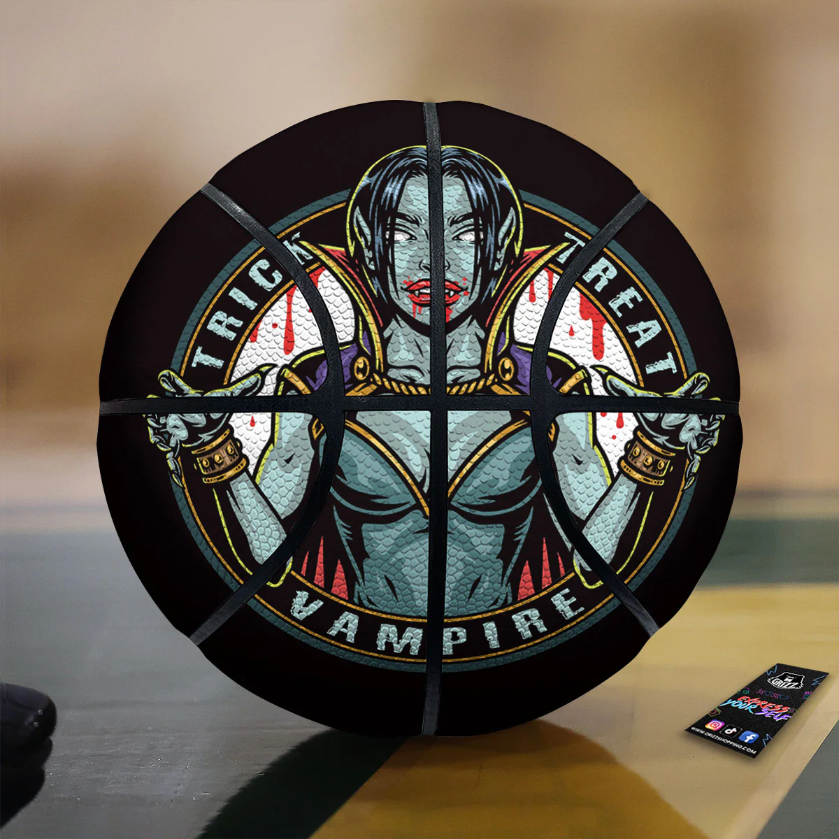 Evil Vampire Halloween Print Basketball
