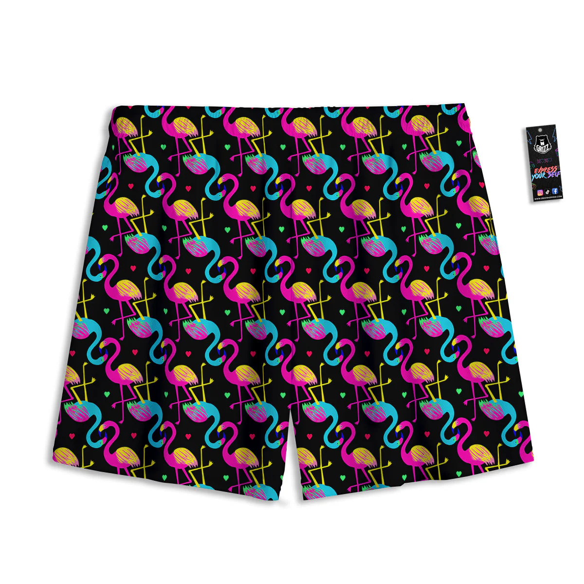 Exotic Hawaiian Flamingo Print Pattern Mesh Shorts - Image 2