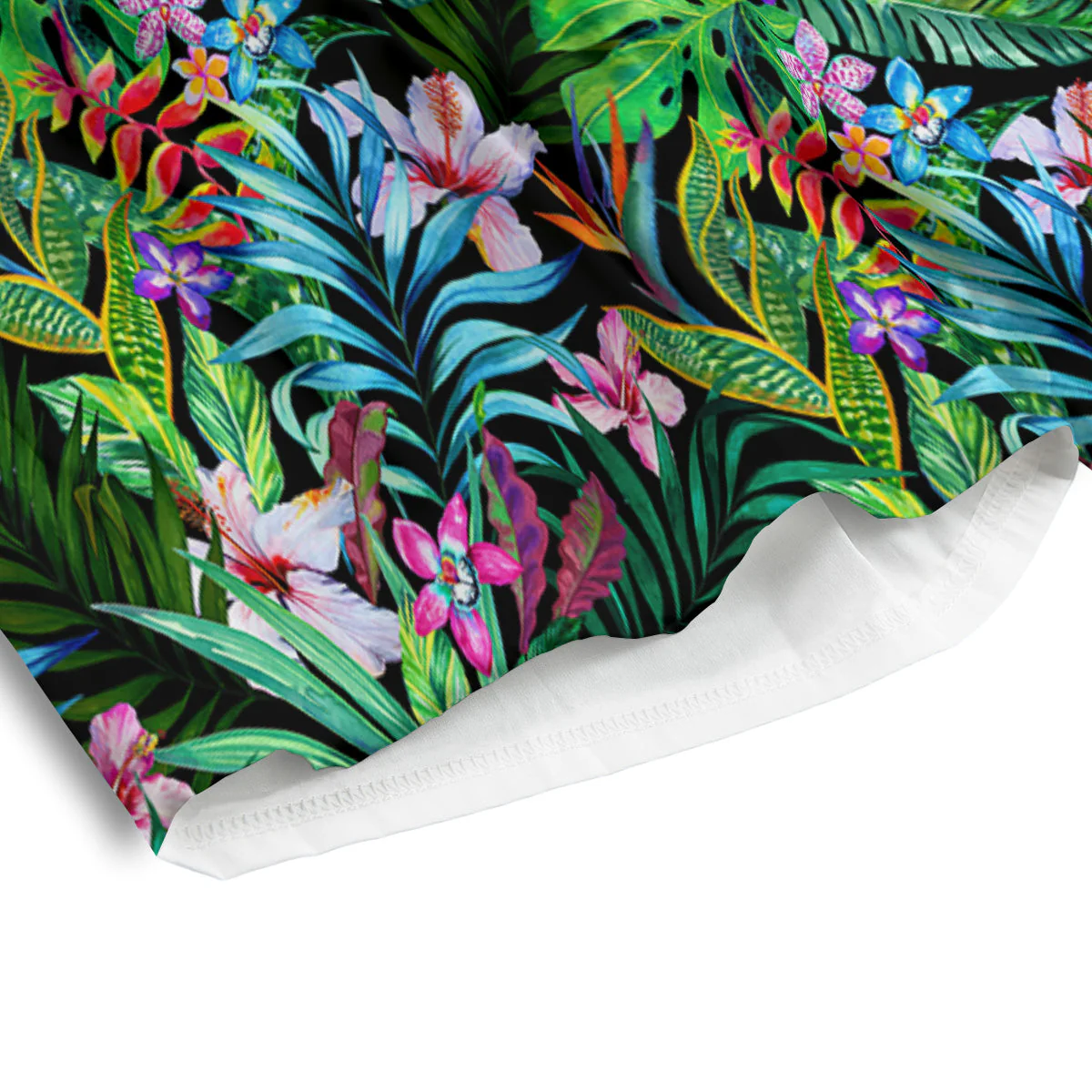 Exotic Hibiscus And Palm Print Pattern Men's Athletic Shorts - Image 4