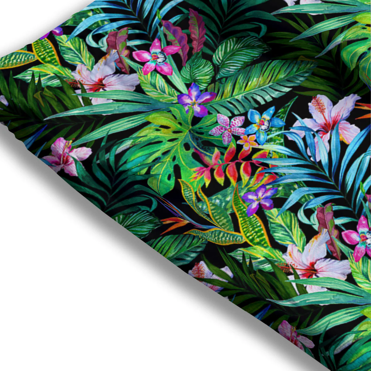 Exotic Hibiscus And Palm Print Pattern Mesh Shorts - Image 3