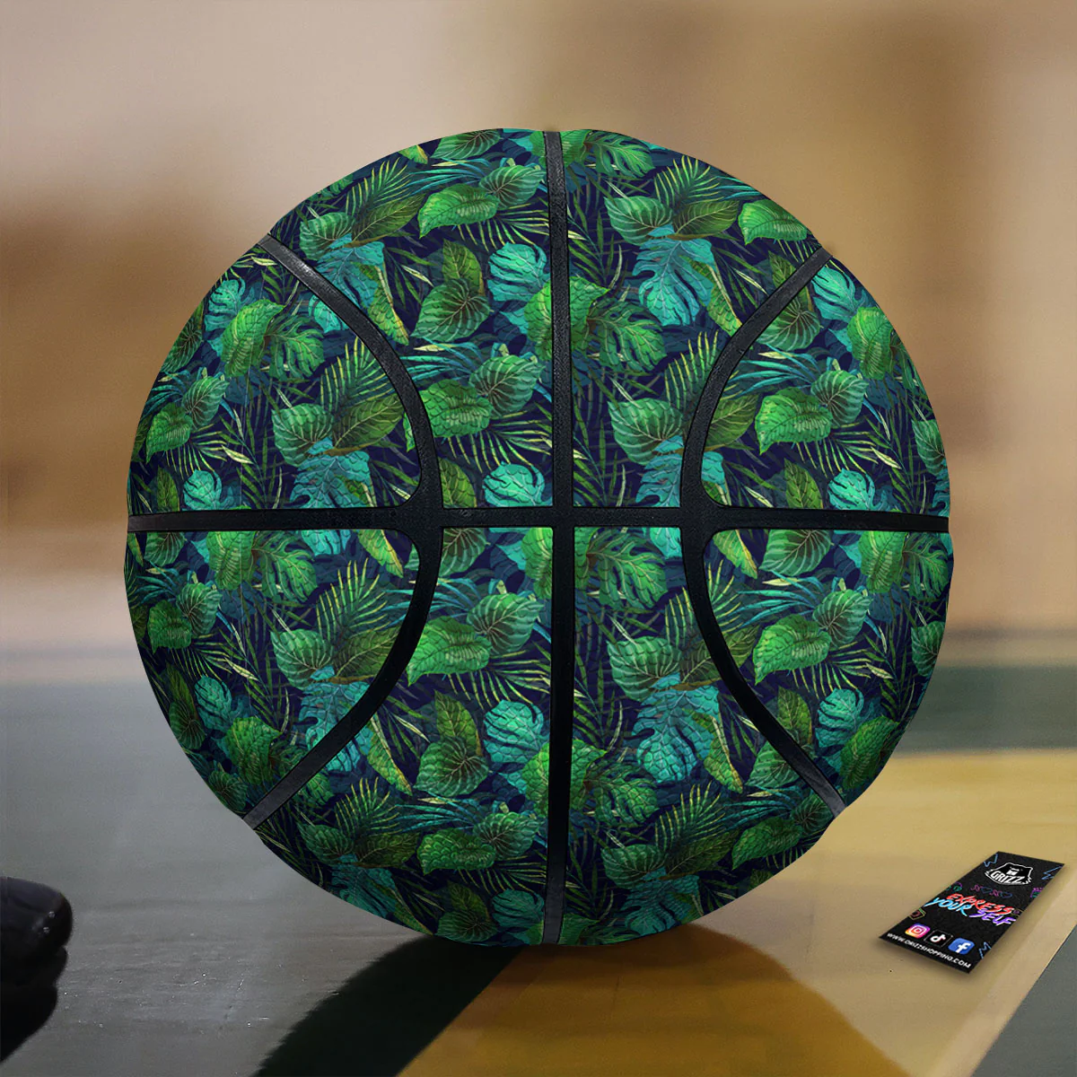 Exotic Leaf Tropical Print Pattern Basketball