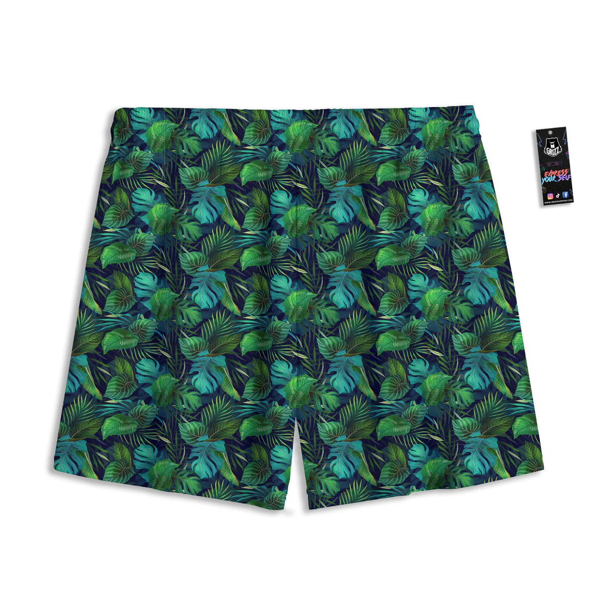 Exotic Leaf Tropical Print Pattern Mesh Shorts - Image 2