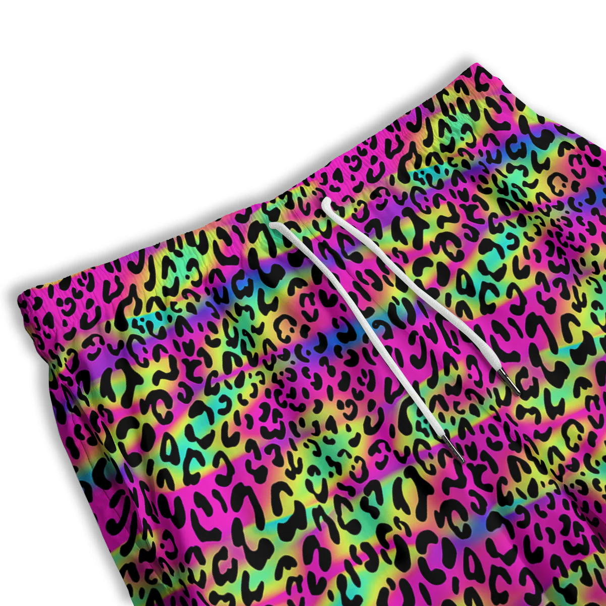 Exotic Neon Leopard Print Pattern Men's Athletic Shorts - Image 3