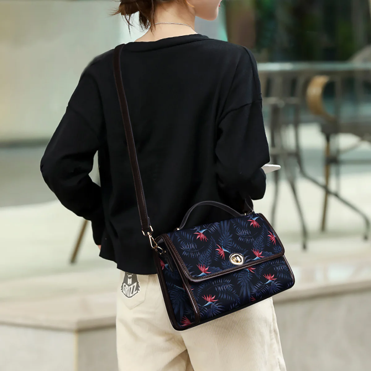 Exotic Tropical Hawaiian Vintage Print Pattern Women's Satchel Bag - Image 3