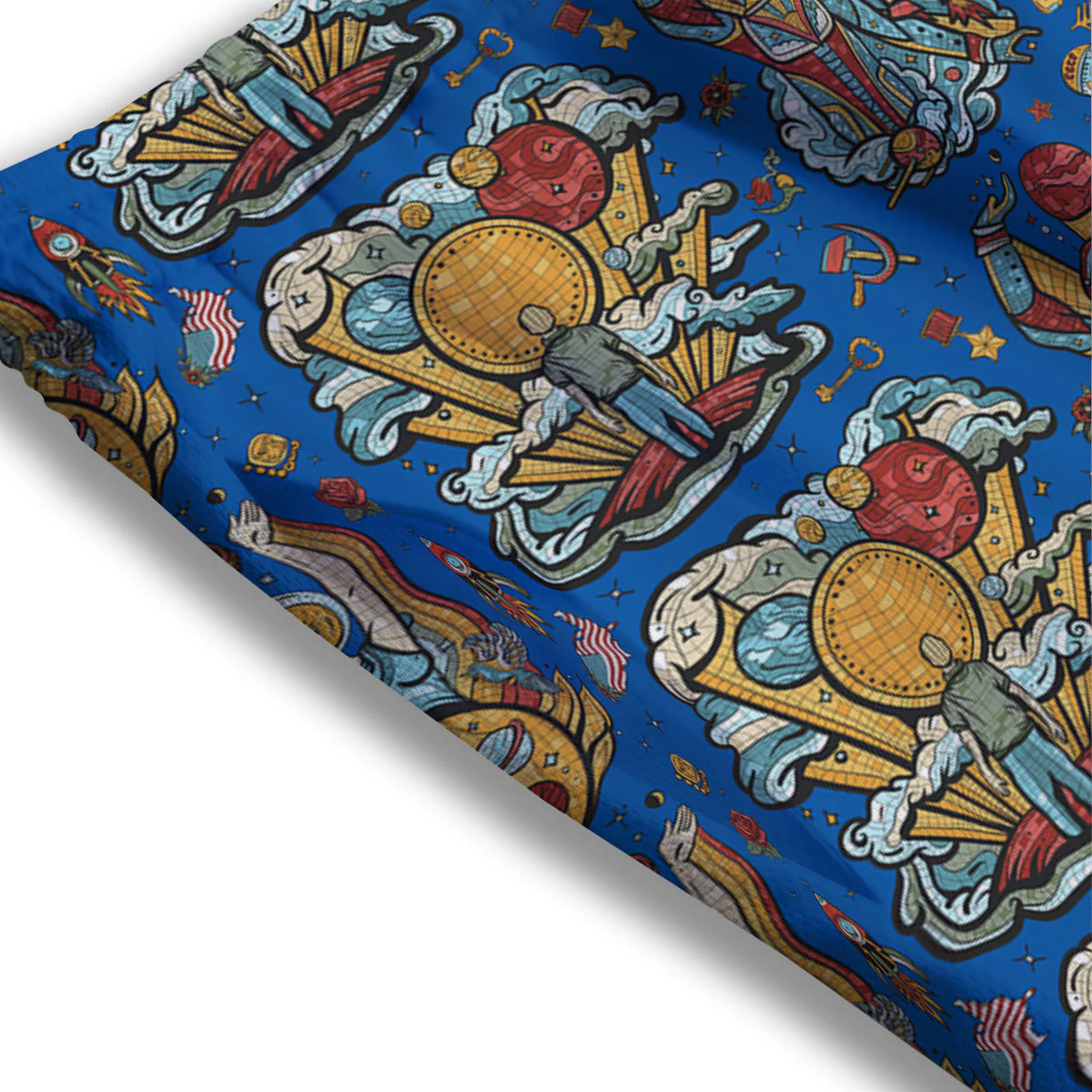 Exploration Of Mars Planet Print Pattern Mesh Shorts - Image 3