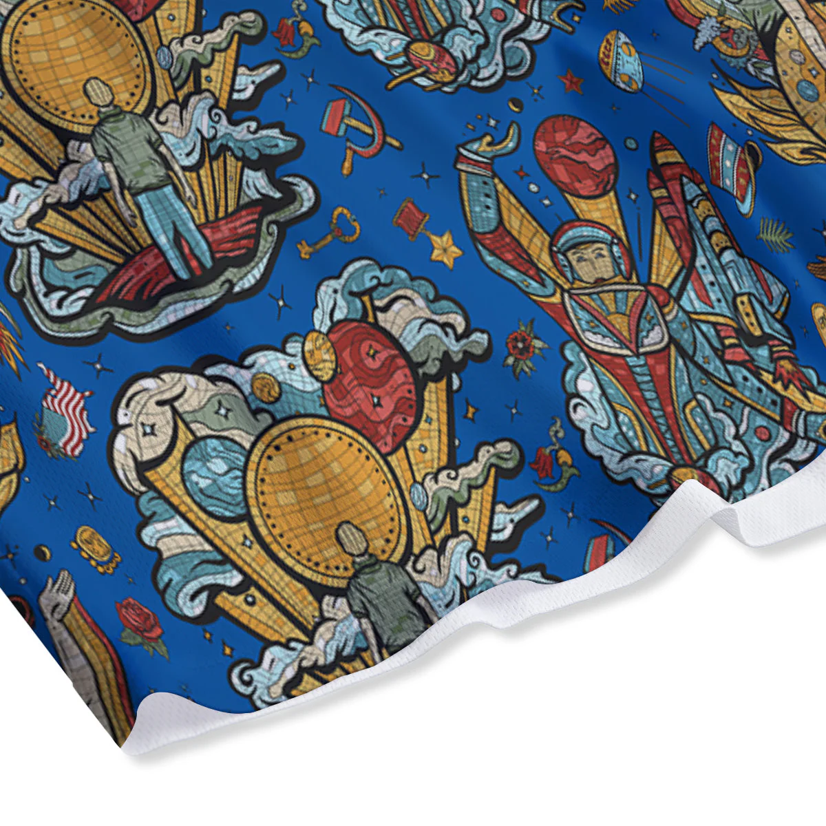 Exploration Of Mars Planet Print Pattern Mesh Shorts - Image 4