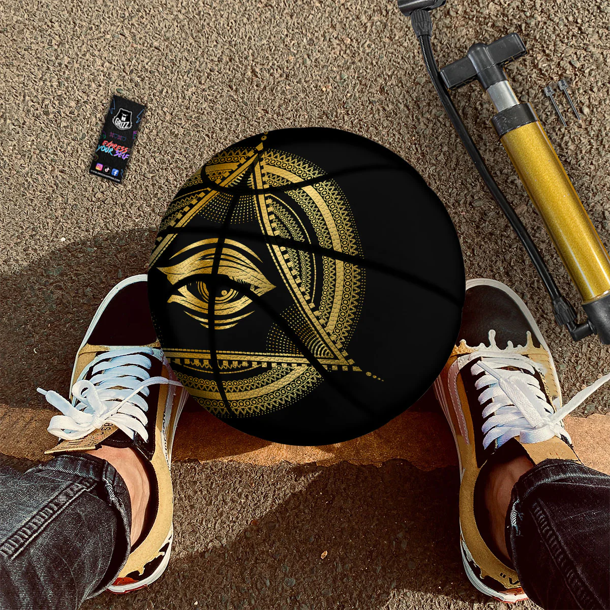 Eye of Providence Gold And Black Print Basketball - Image 2
