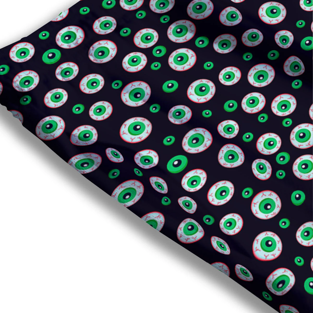 Eyeball Creepy Print Pattern Mesh Shorts - Image 3