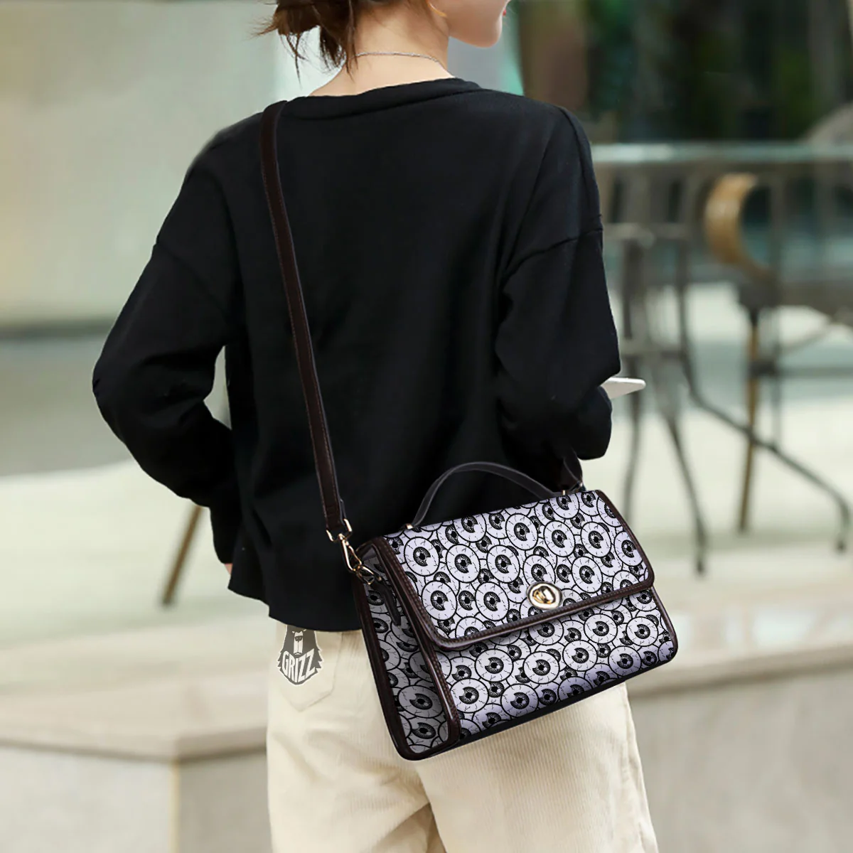 Eyeball Print Pattern Women's Satchel Bag - Image 3
