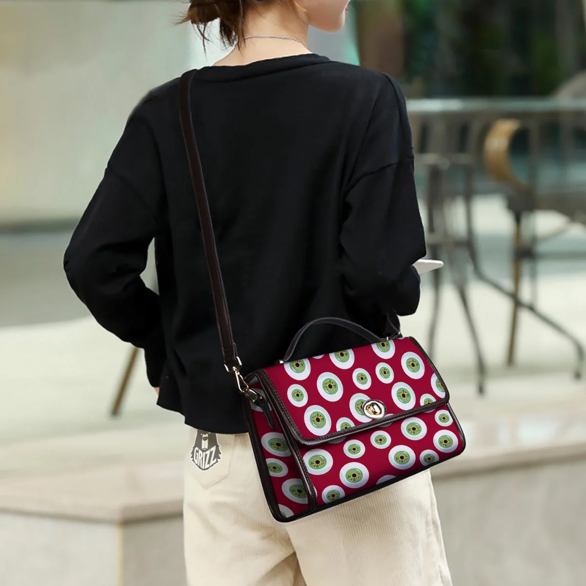 Eyeball Scary Red Print Pattern Women's Satchel Bag - Image 3