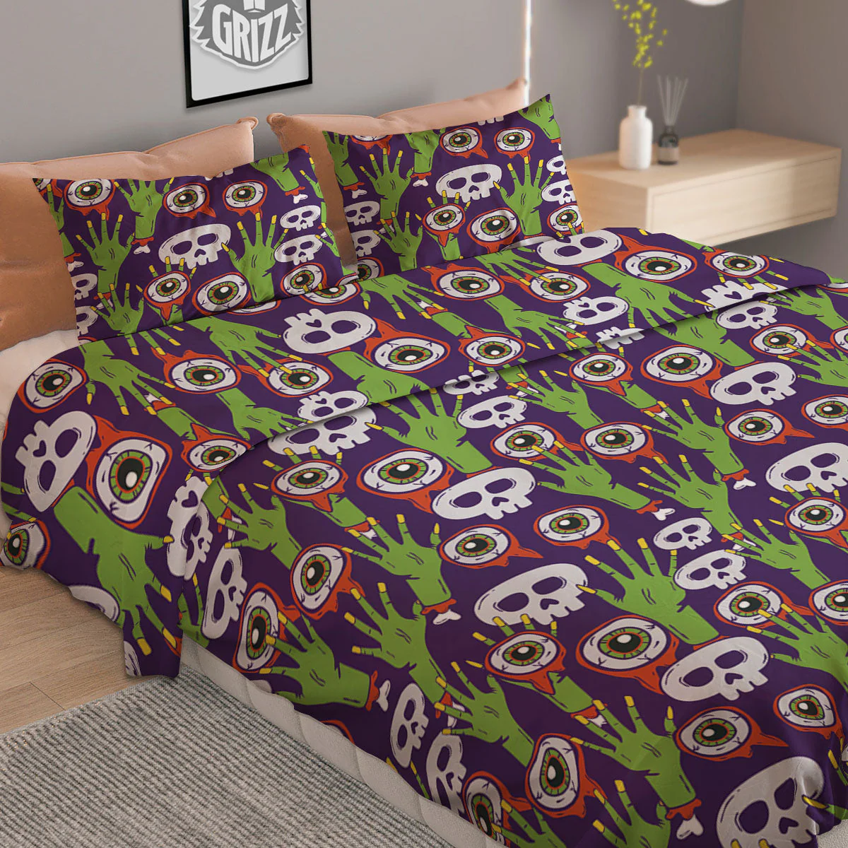 Eyeball Zombie Print Pattern Duvet Cover Bedding Set - Image 2