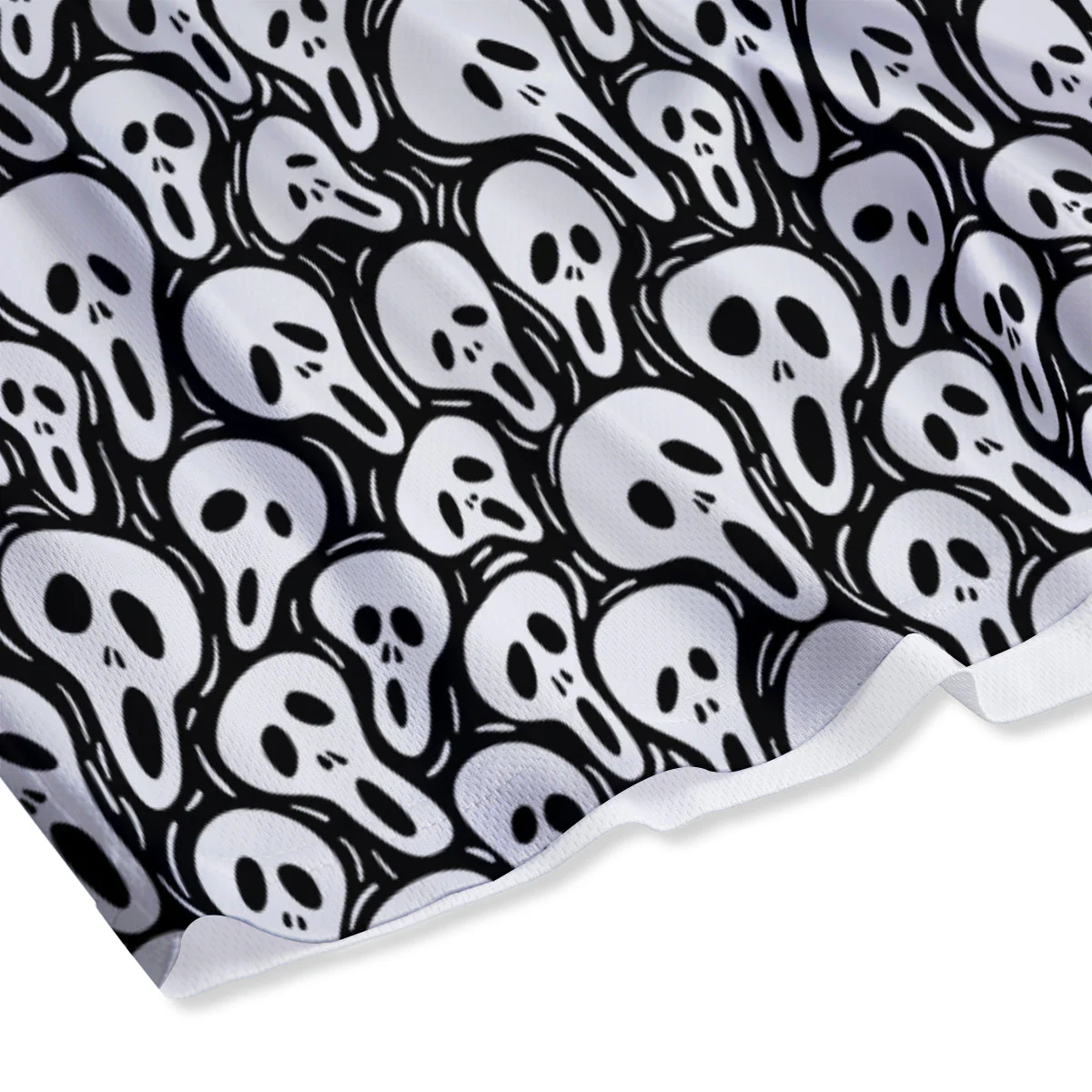Face Scary Print Pattern Mesh Shorts - Image 4