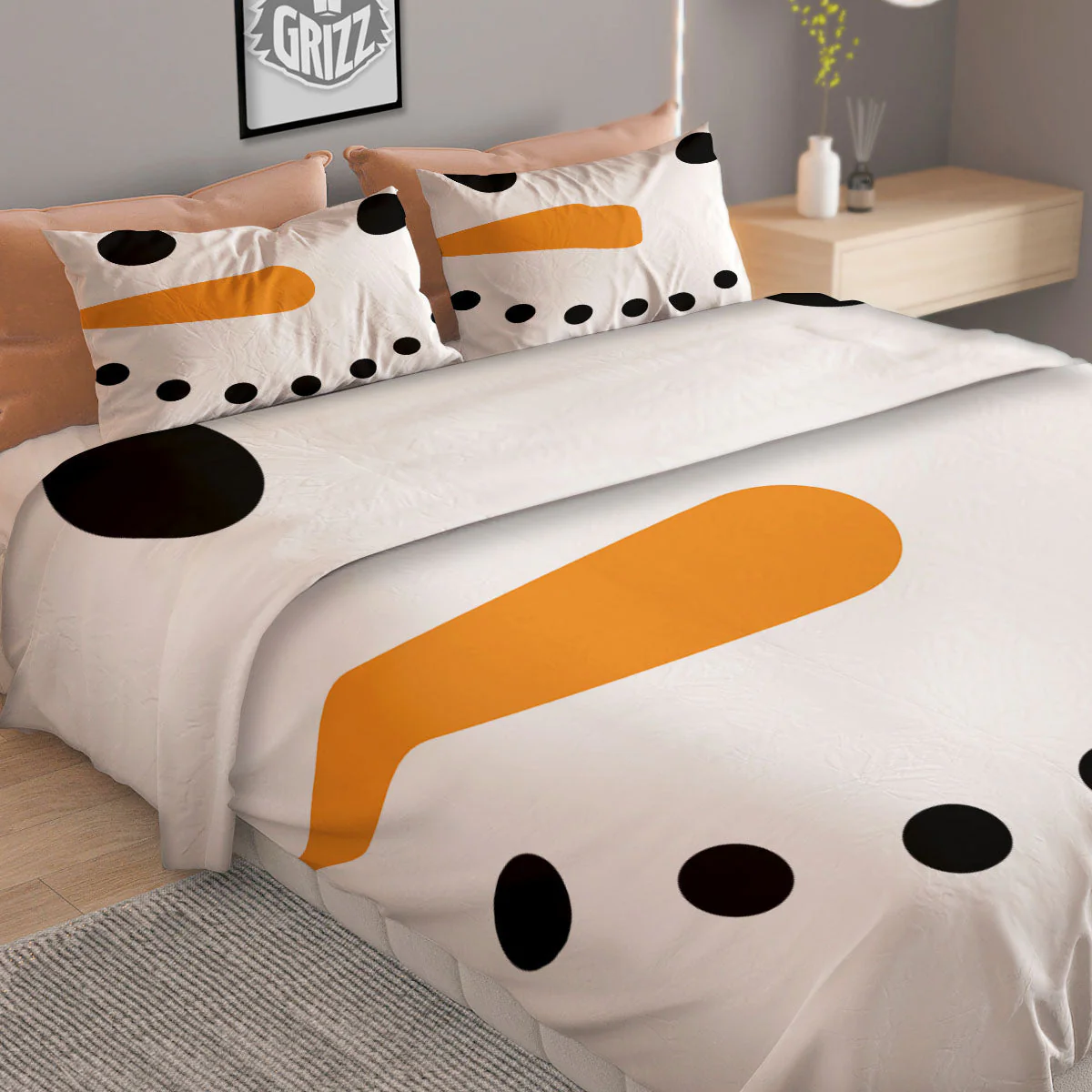 Face Snowman Print Duvet Cover Bedding Set - Image 2