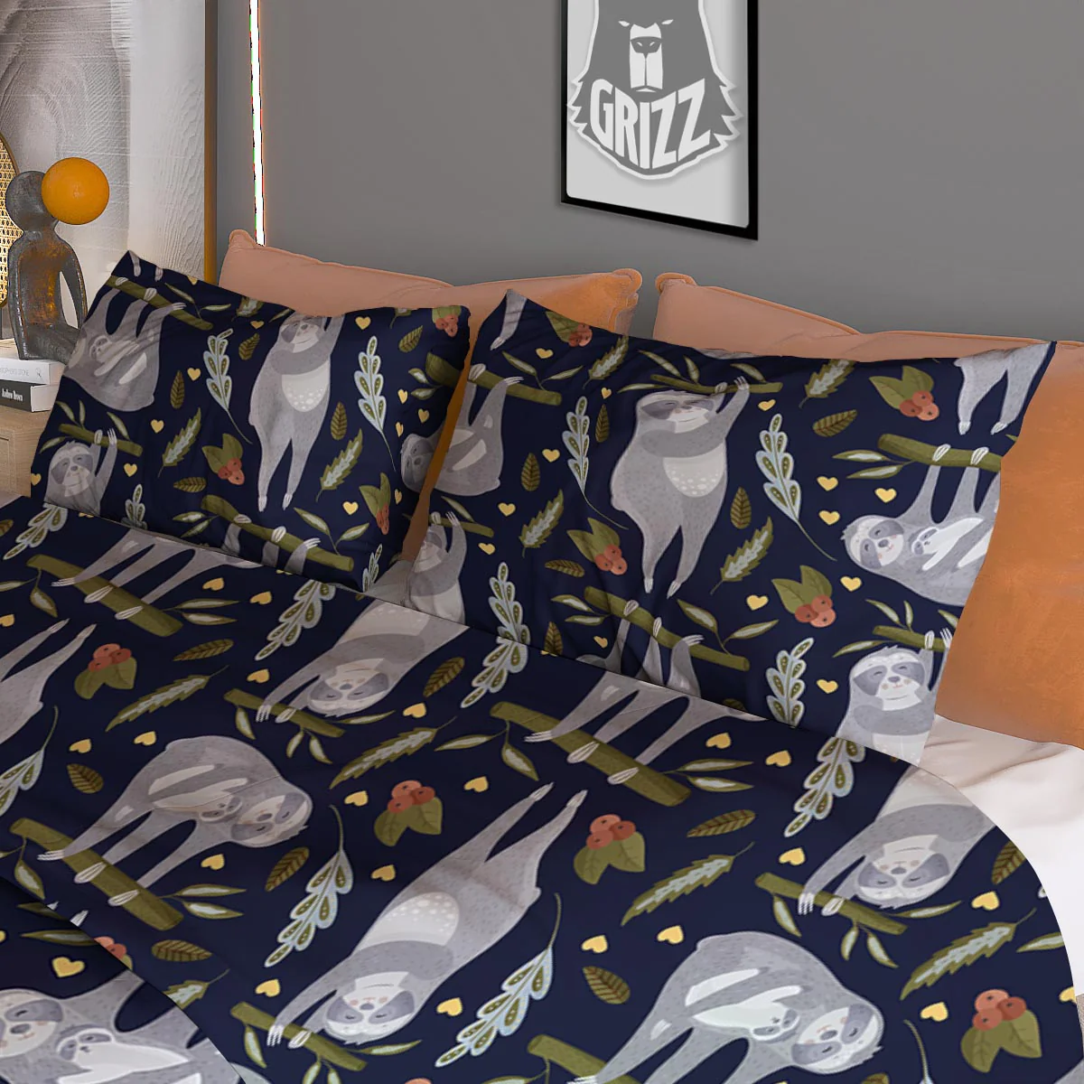 Family Sloth Print Pattern Duvet Cover Bedding Set - Image 3