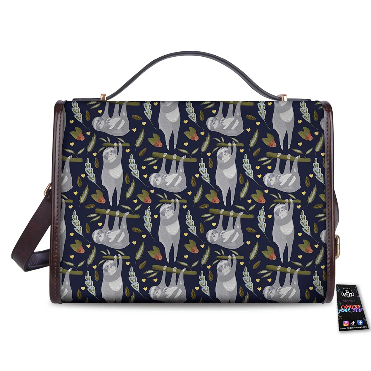 Family Sloth Print Pattern Women's Satchel Bag - Image 2