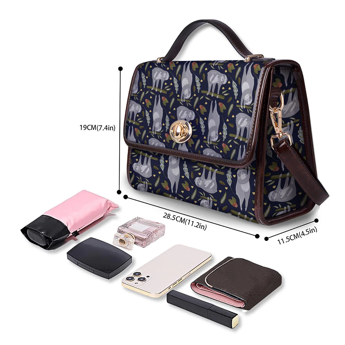 Family Sloth Print Pattern Women's Satchel Bag - Image 4