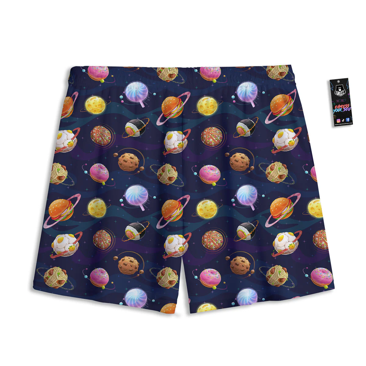 Fantasy Food Planets Print Pattern Mesh Shorts - Image 2