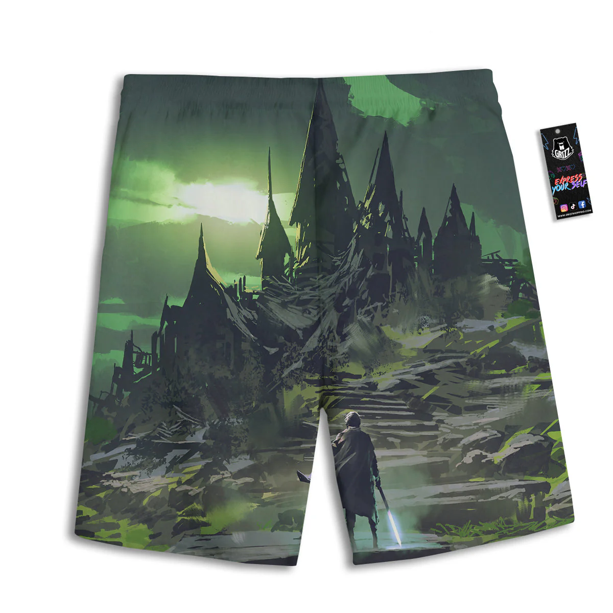 Fantasy Knight And Castle Men's Athletic Shorts - Image 2