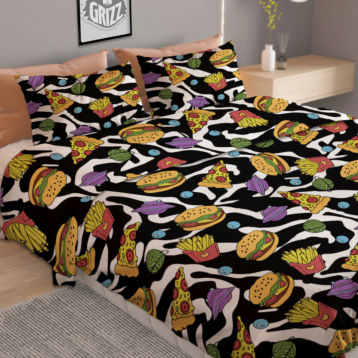 Fastfood Cute Zebra Print Pattern Duvet Cover Bedding Set - Image 2