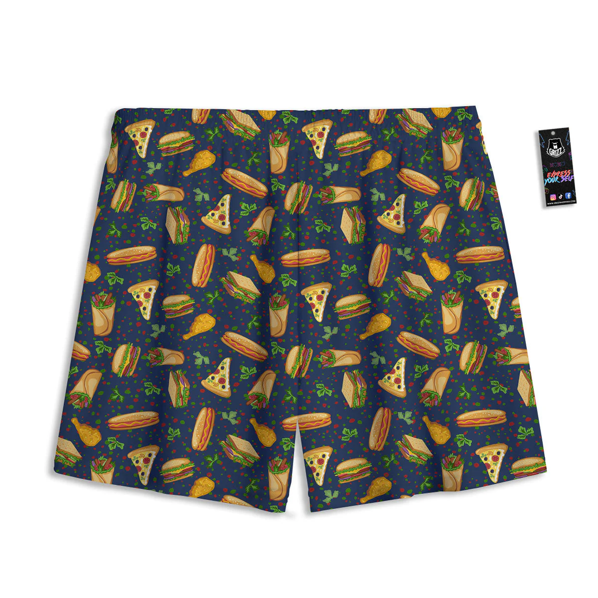 Fastfood Navy Doodle Print Pattern Mesh Shorts - Image 2